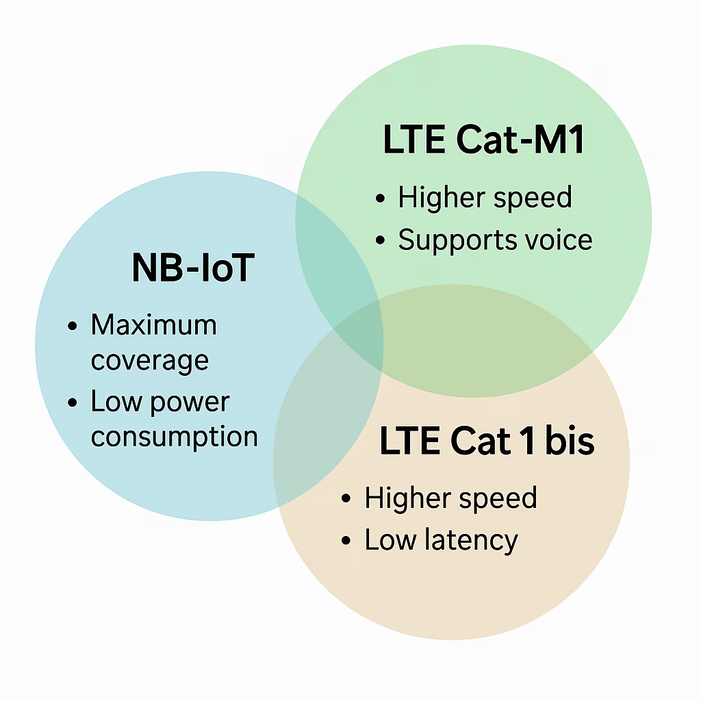 Comparativa NB-IoT, LTE Cat-M1 y LTE Cat 1 bis